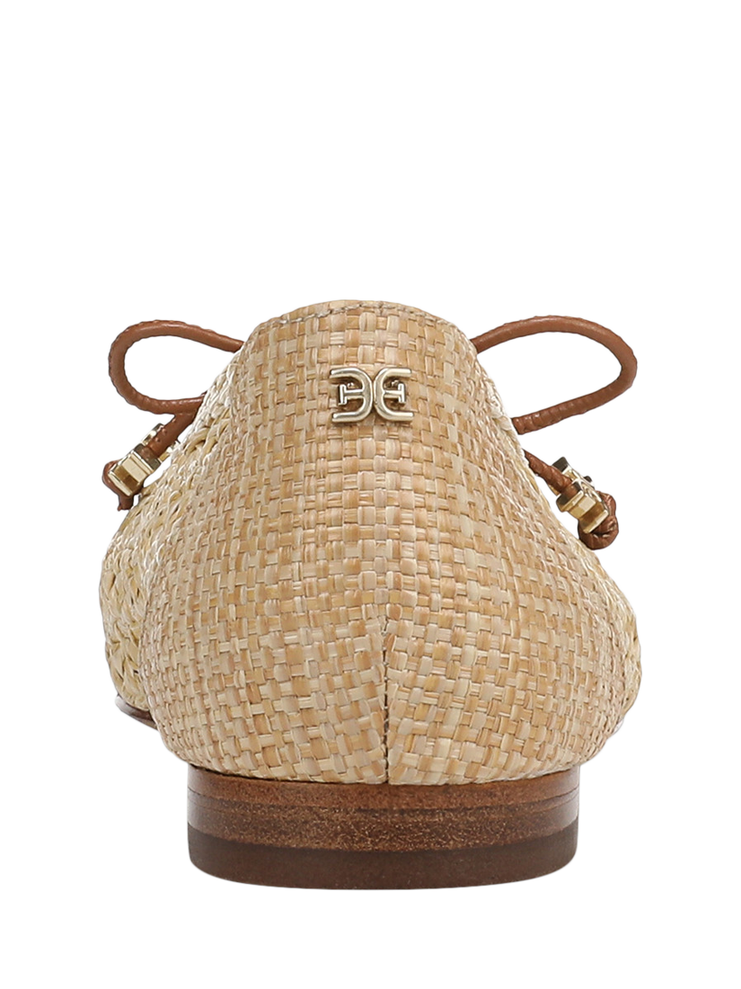 Product image 4 of 6, which shows Sam Edelman Marcie Basket Weave Ballerina Pumps, Bleached Beachwood, 3