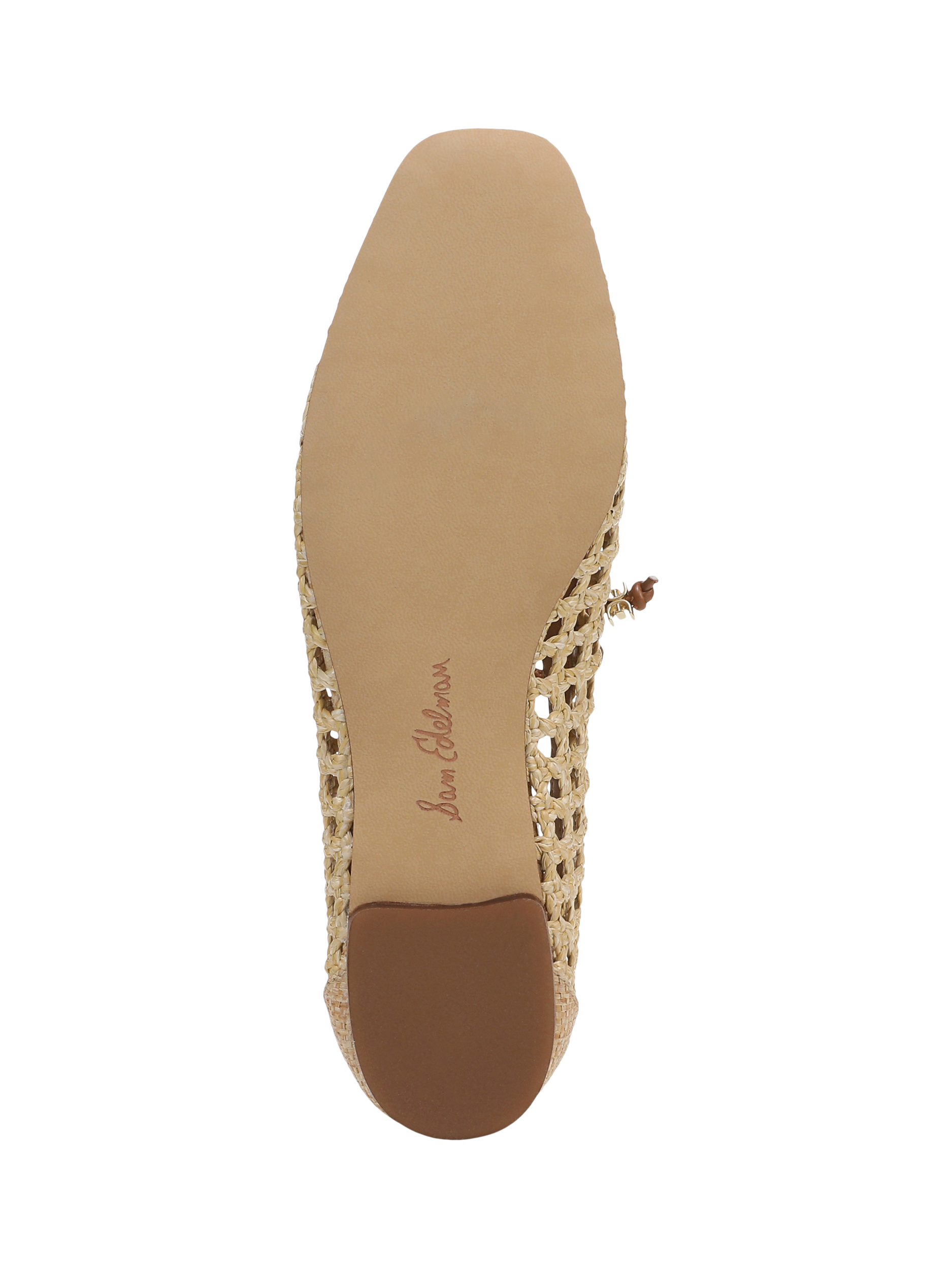 Product image 6 of 6, which shows Sam Edelman Marcie Basket Weave Ballerina Pumps, Bleached Beachwood, 3