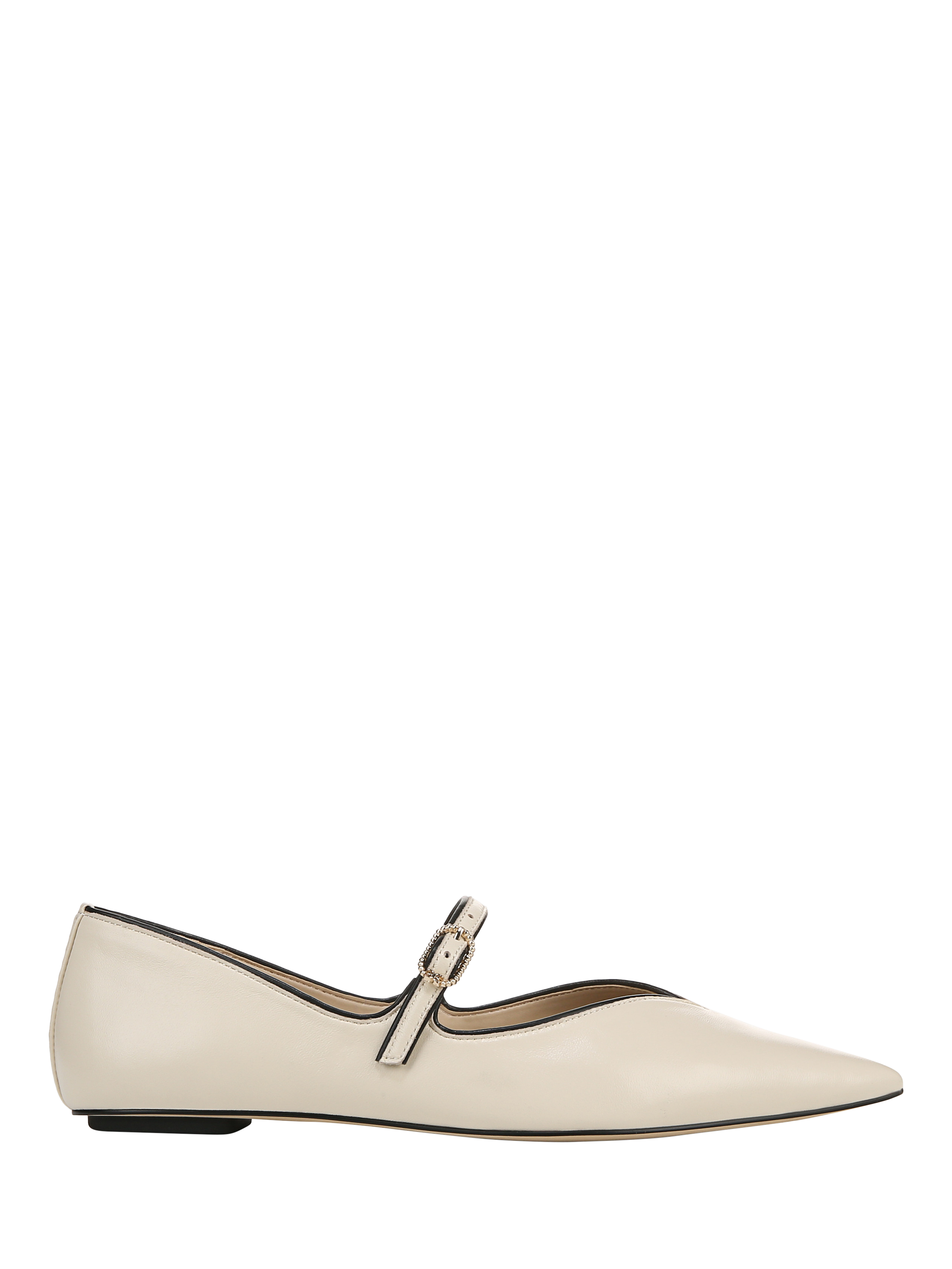 Product image 1 of 6, which shows Sam Edelman Noa Leather Mary Jane Ballerina Pumps, Ivory/Black, 3