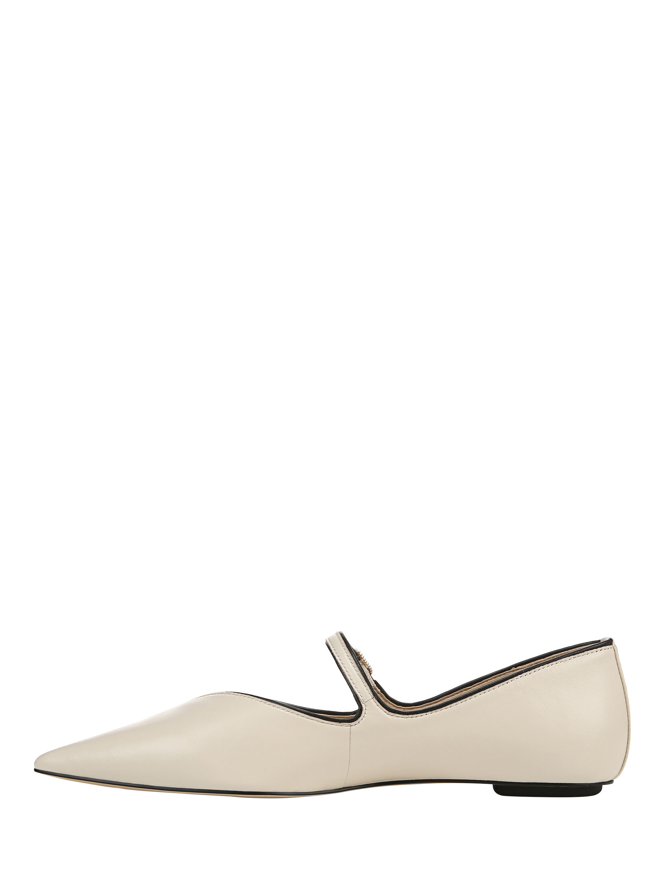 Product image 2 of 6, which shows Sam Edelman Noa Leather Mary Jane Ballerina Pumps, Ivory/Black, 3