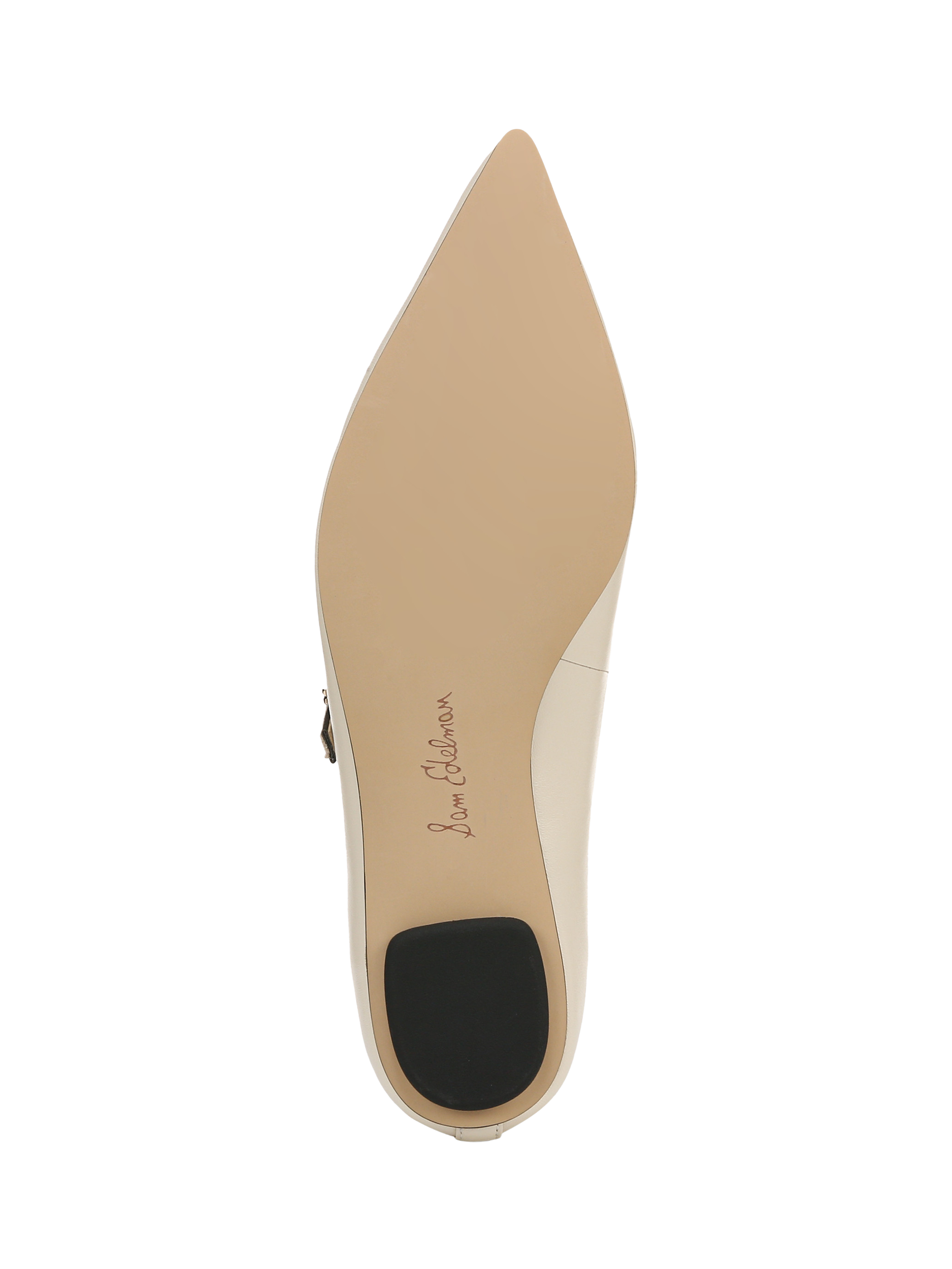 Product image 6 of 6, which shows Sam Edelman Noa Leather Mary Jane Ballerina Pumps, Ivory/Black, 3