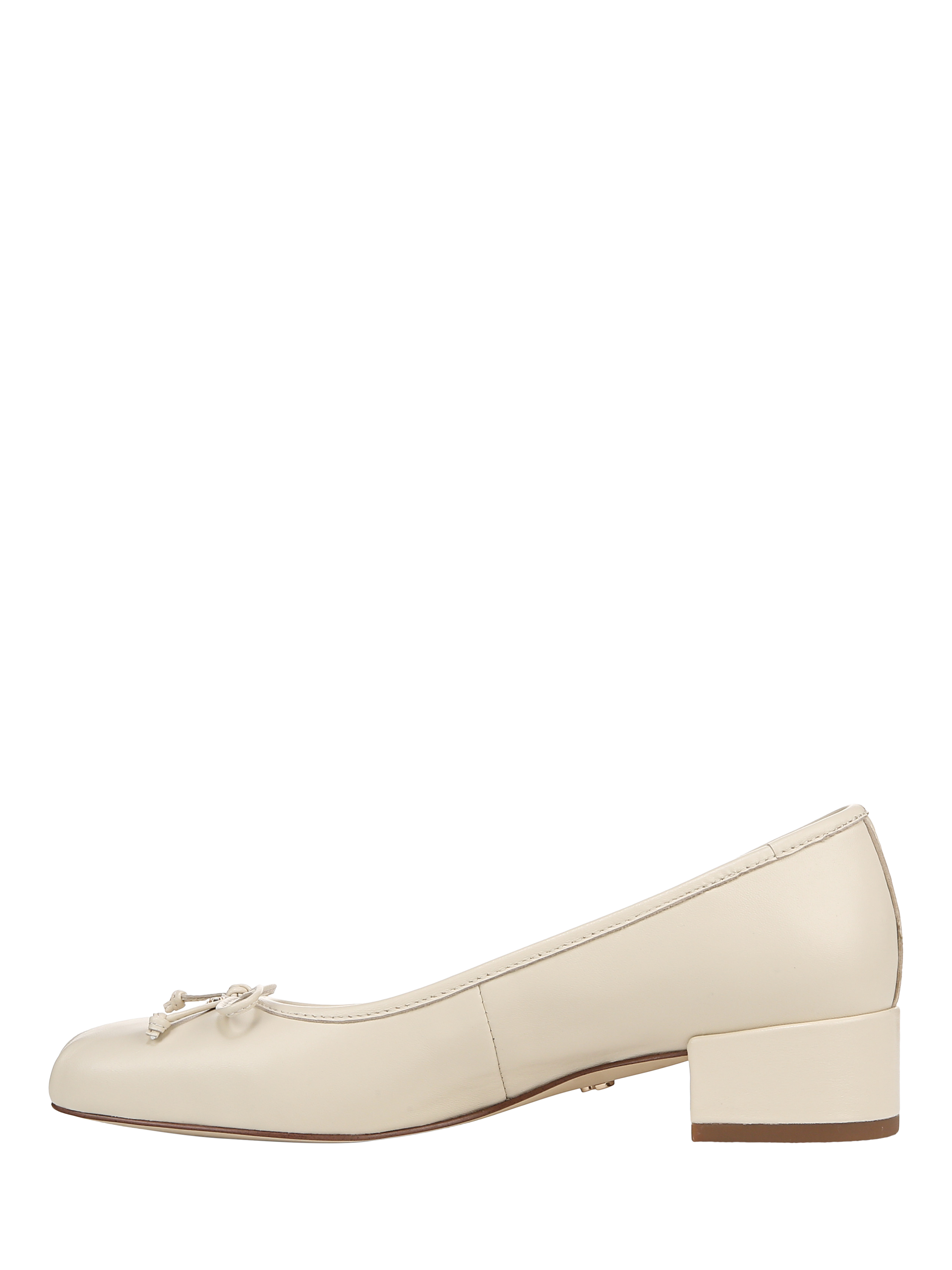 Product image 2 of 6, which shows Sam Edelman Rosa Leather Block Heel Pumps, Modern Ivory, 3