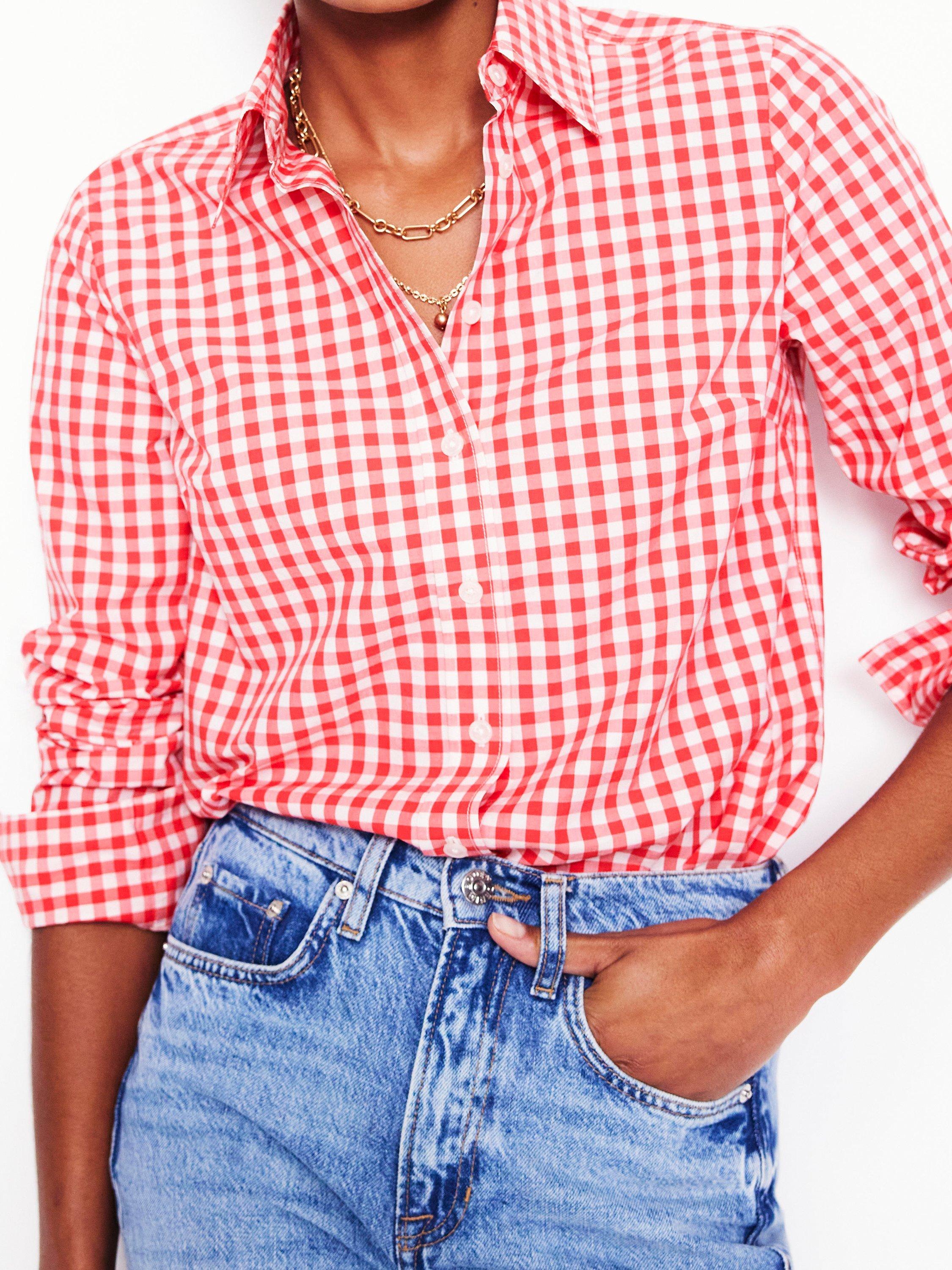 Product image 2 of 6, which shows Boden Sienna Gingham Shirt, Jam Red/Multi, 10