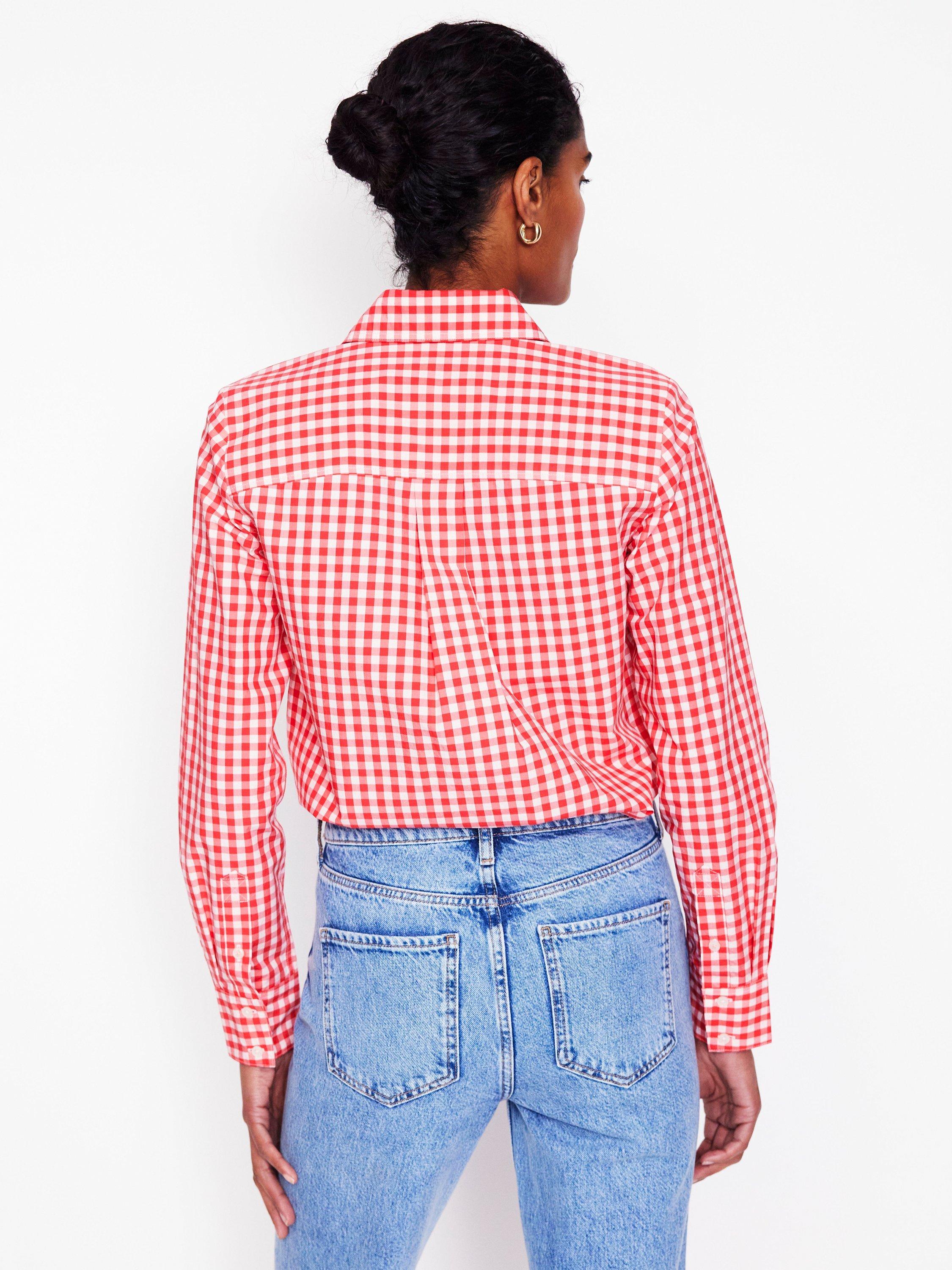 Product image 3 of 6, which shows Boden Sienna Gingham Shirt, Jam Red/Multi, 10