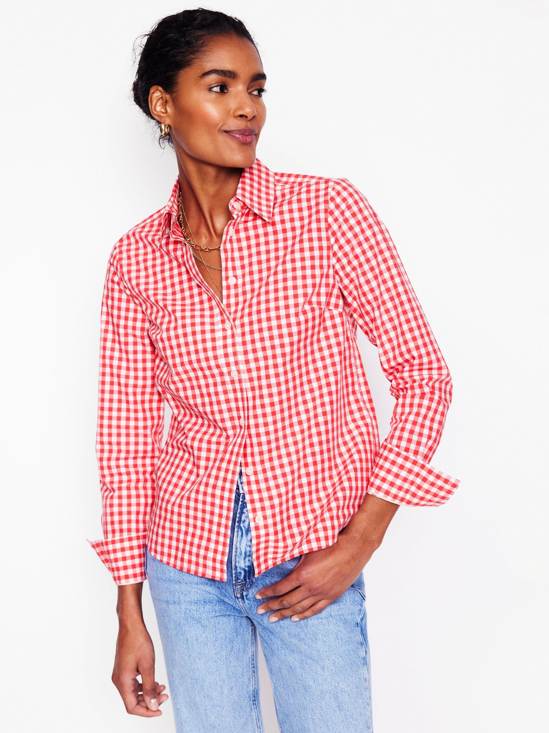 Product image 4 of 6, which shows Boden Sienna Gingham Shirt, Jam Red/Multi, 10