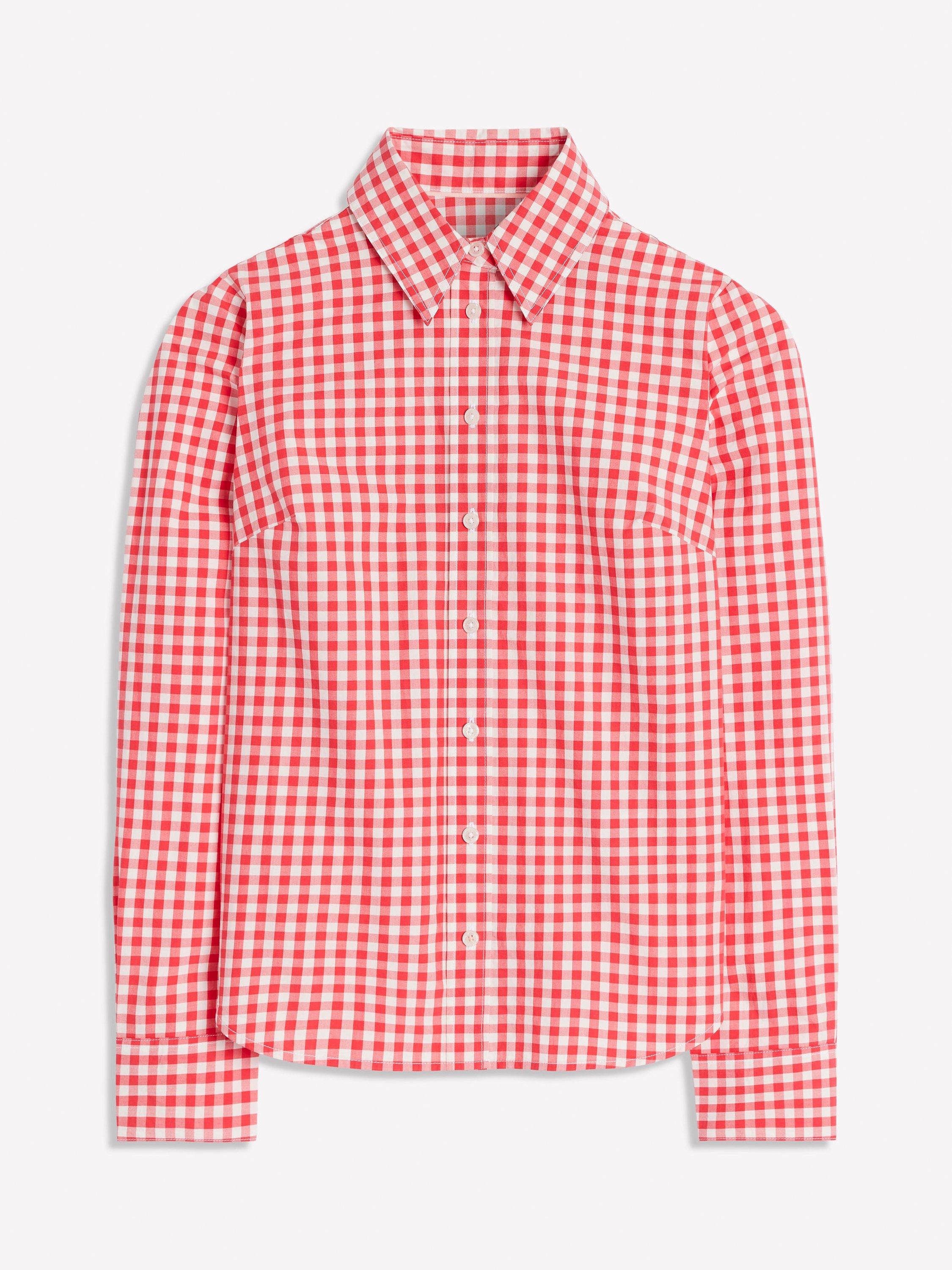 Product image 6 of 6, which shows Boden Sienna Gingham Shirt, Jam Red/Multi, 10