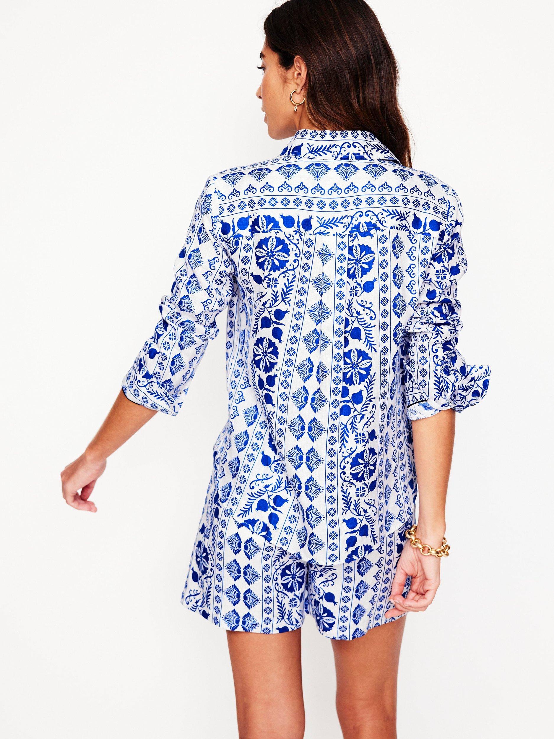 Product image 2 of 5, which shows Boden Sienna Floral Pure Linen Shirt, Ivory/Multi, 8