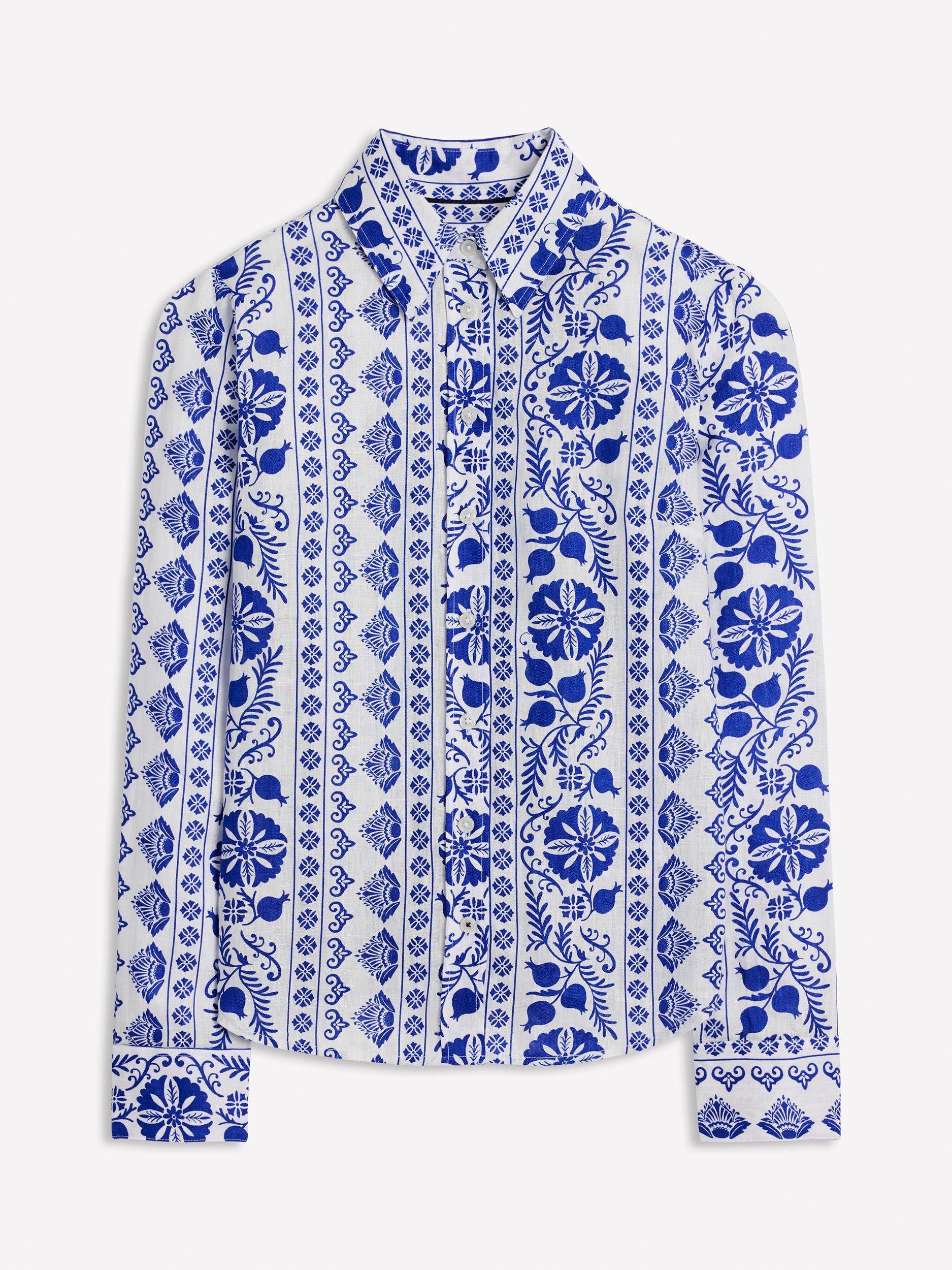 Product image 5 of 5, which shows Boden Sienna Floral Pure Linen Shirt, Ivory/Multi, 8