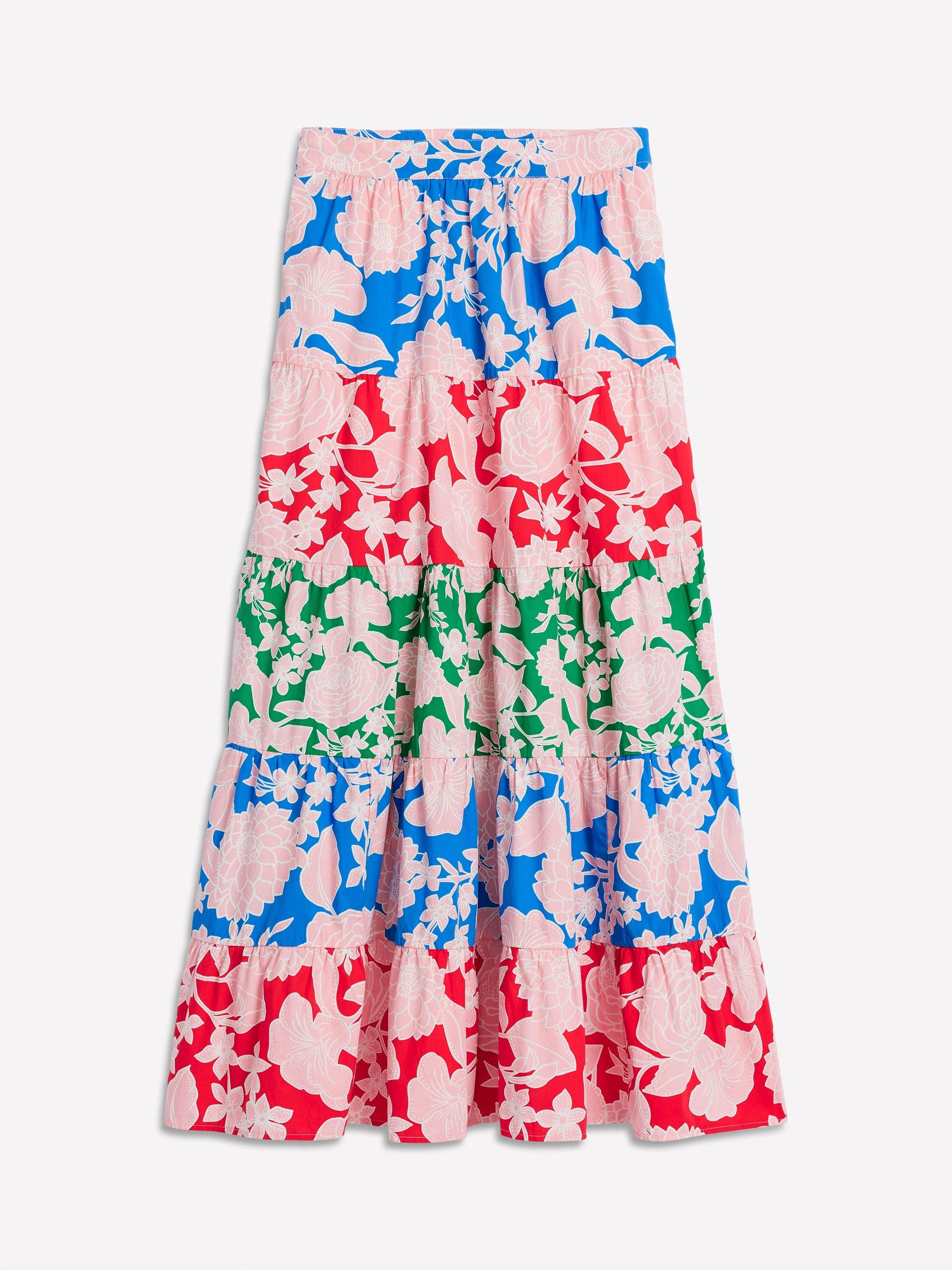 Product image 5 of 5, which shows Boden Nadia Floral Stripe Poplin Skirt, Multi, 10