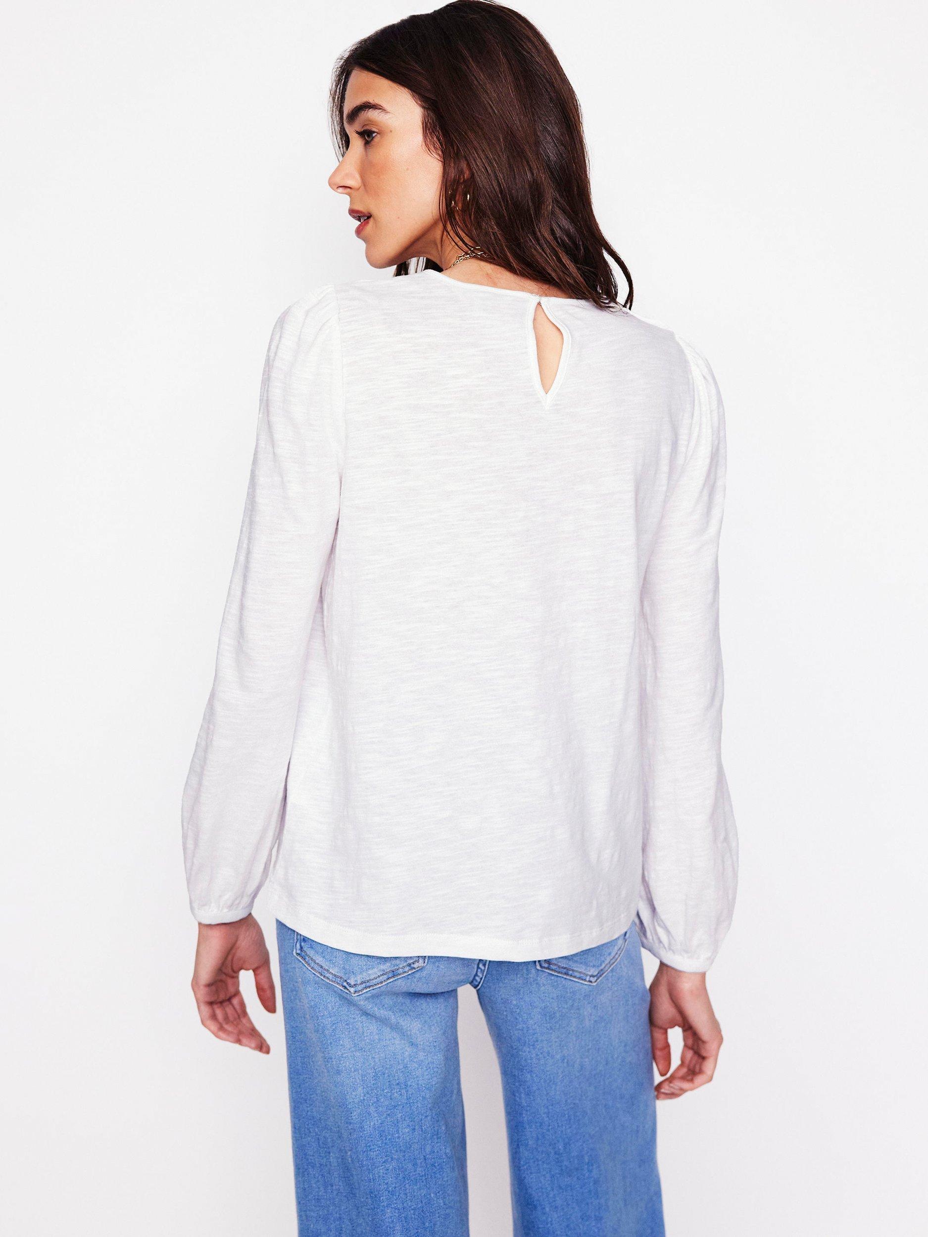 Product image 3 of 5, which shows Boden Pintuck Yoke Top, White, 12