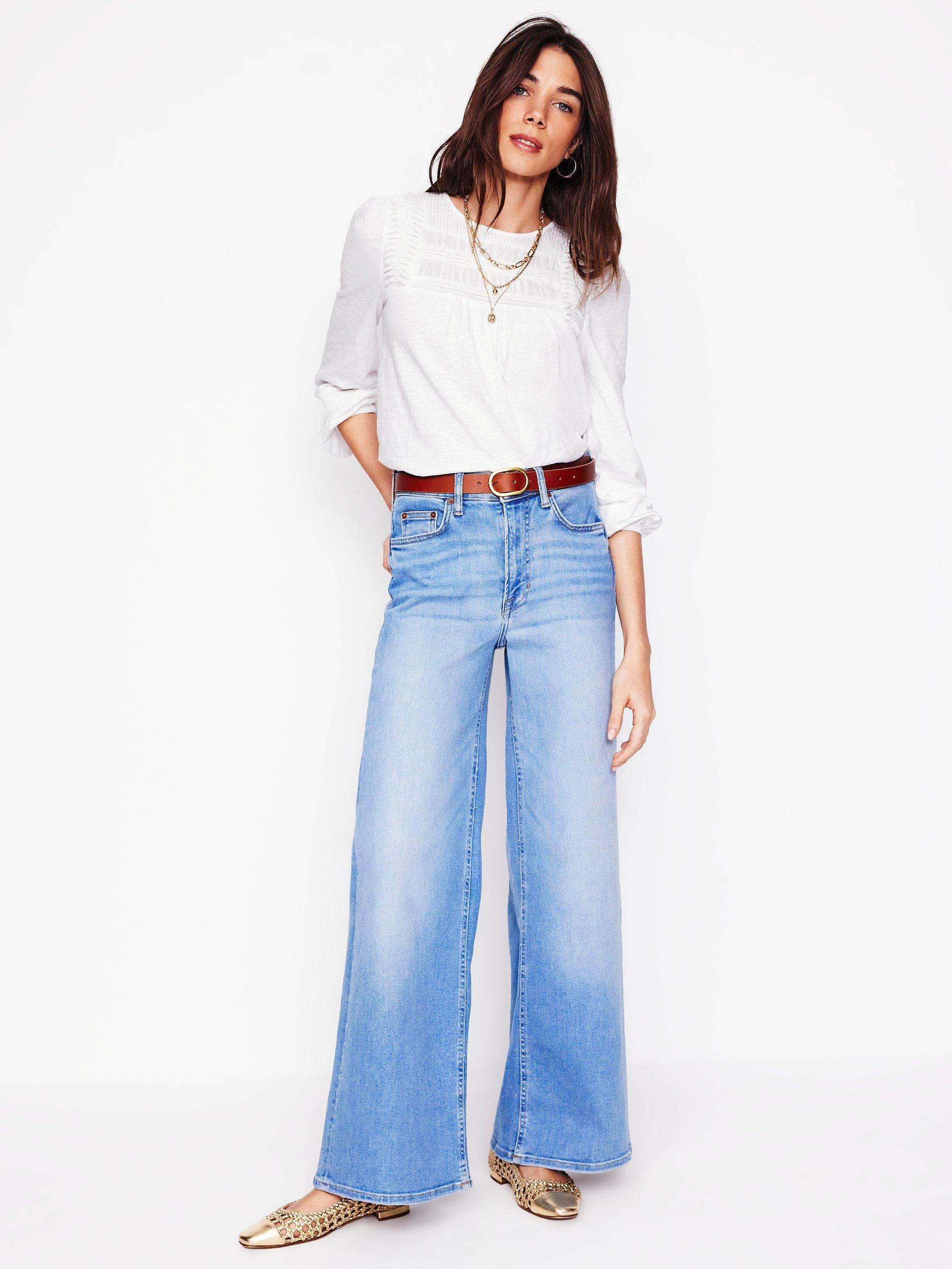 Product image 4 of 5, which shows Boden Pintuck Yoke Top, White, 12