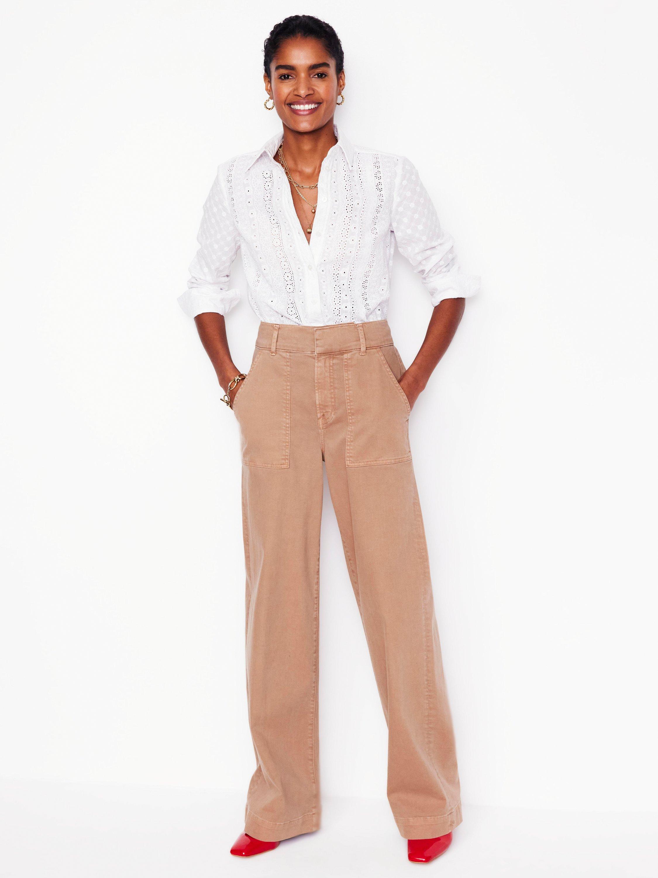 Product image 1 of 6, which shows Boden Wide Leg Cargo Trousers, Cappuccino, 14