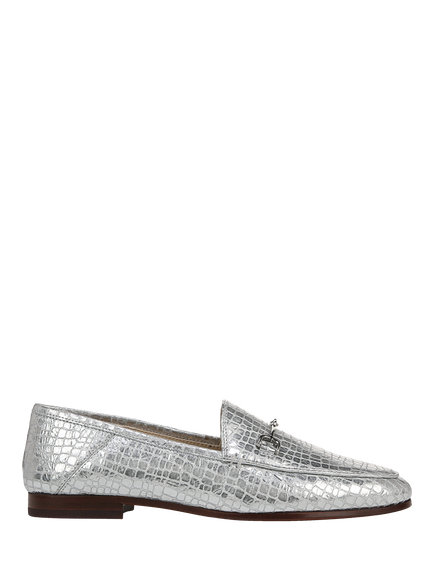 Sam Edelman Loraine Metallic Embossed Leather Loafers, Silver, Silver