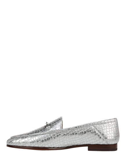 Sam Edelman Loraine Metallic Embossed Leather Loafers, Silver - view 2, Silver