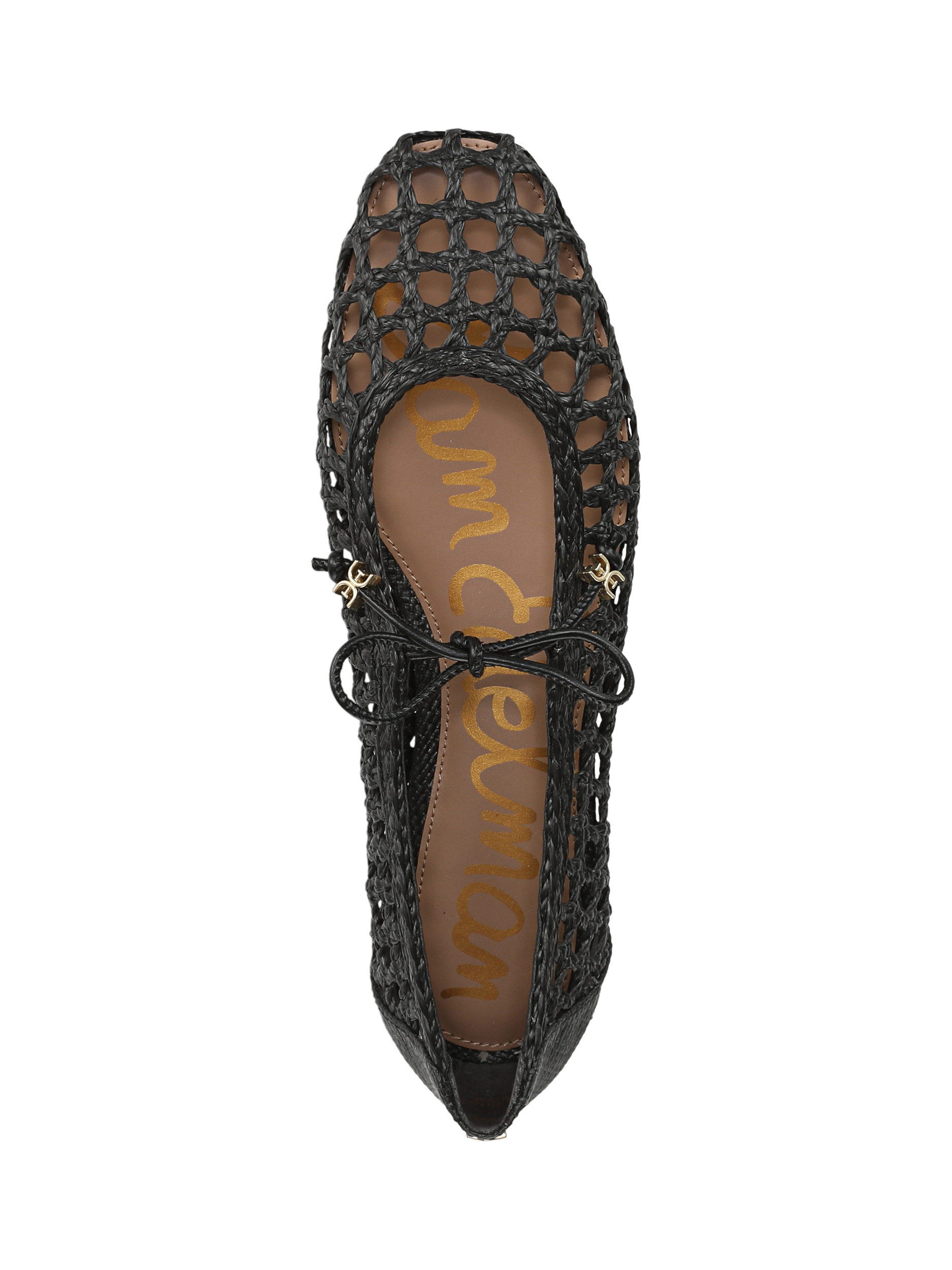 Product image 3 of 6, which shows Sam Edelman Marcie Basket Weave Ballerina Pumps, Black, 3