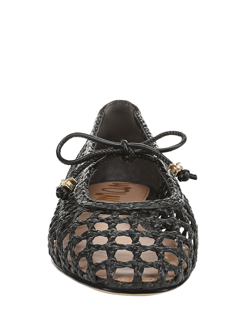 Product image 5 of 6, which shows Sam Edelman Marcie Basket Weave Ballerina Pumps, Black, 3