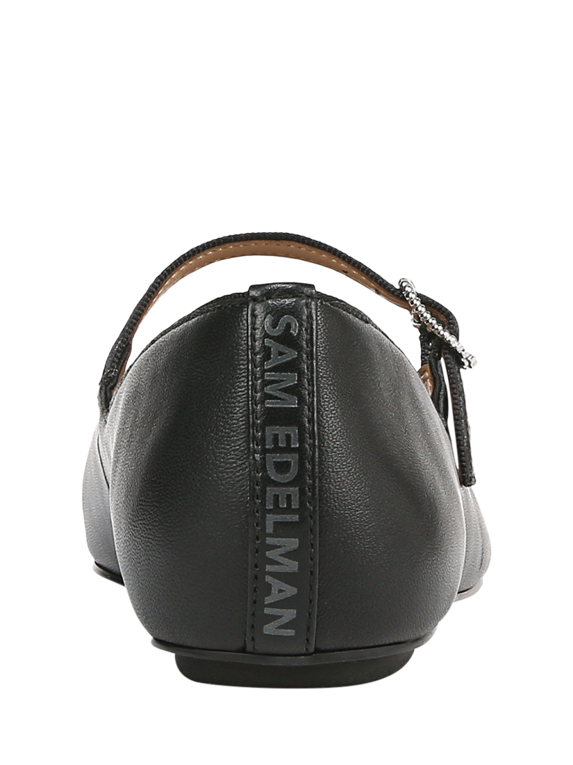 Product image 5 of 6, which shows Sam Edelman Noa Leather Mary Jane Ballerina Pumps, Black, 3