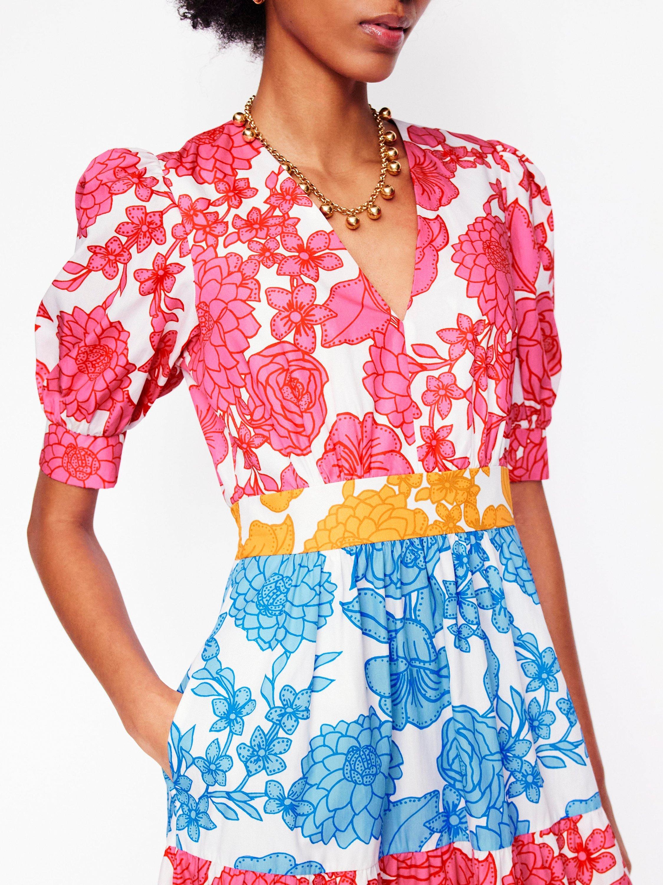 Product image 2 of 5, which shows Boden Bella Tiered Puff Sleeve Maxi Dress, Multi, Cascade, 8