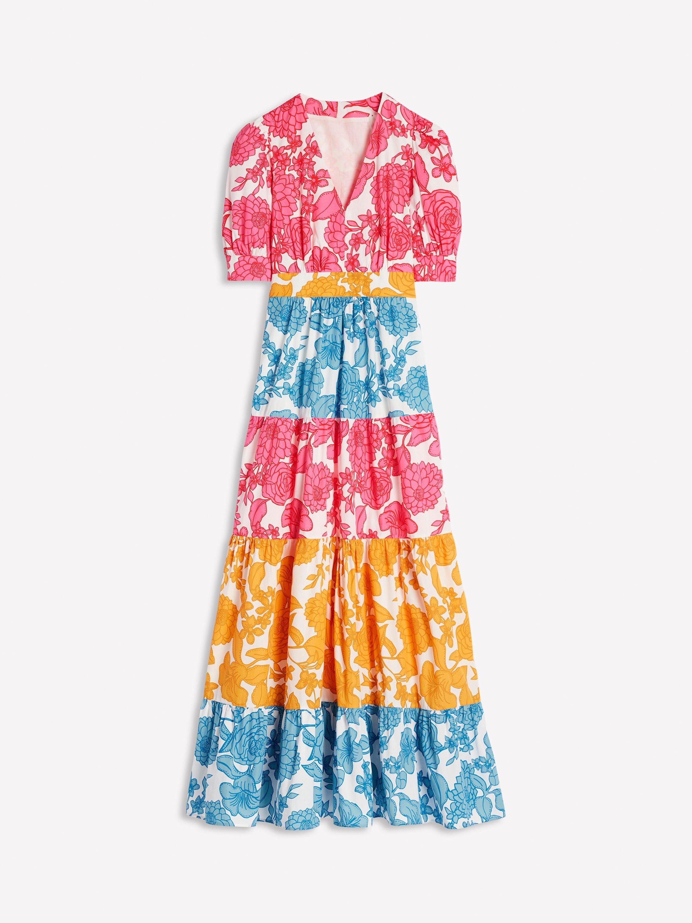 Product image 5 of 5, which shows Boden Bella Tiered Puff Sleeve Maxi Dress, Multi, Cascade, 8