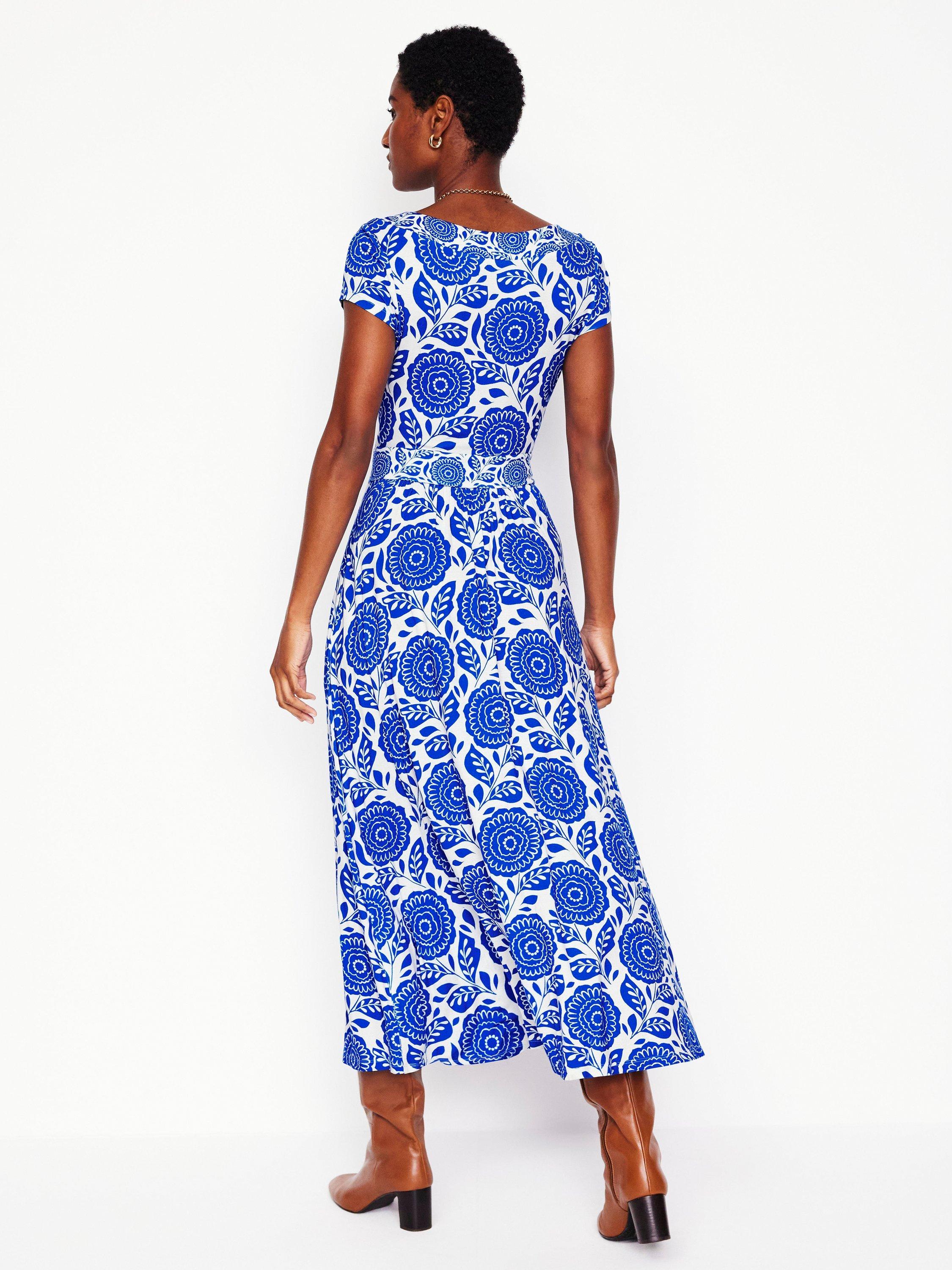 Product image 3 of 6, which shows Boden Melanie Floral Jersey Midi Dress, Blue/Multi, 8