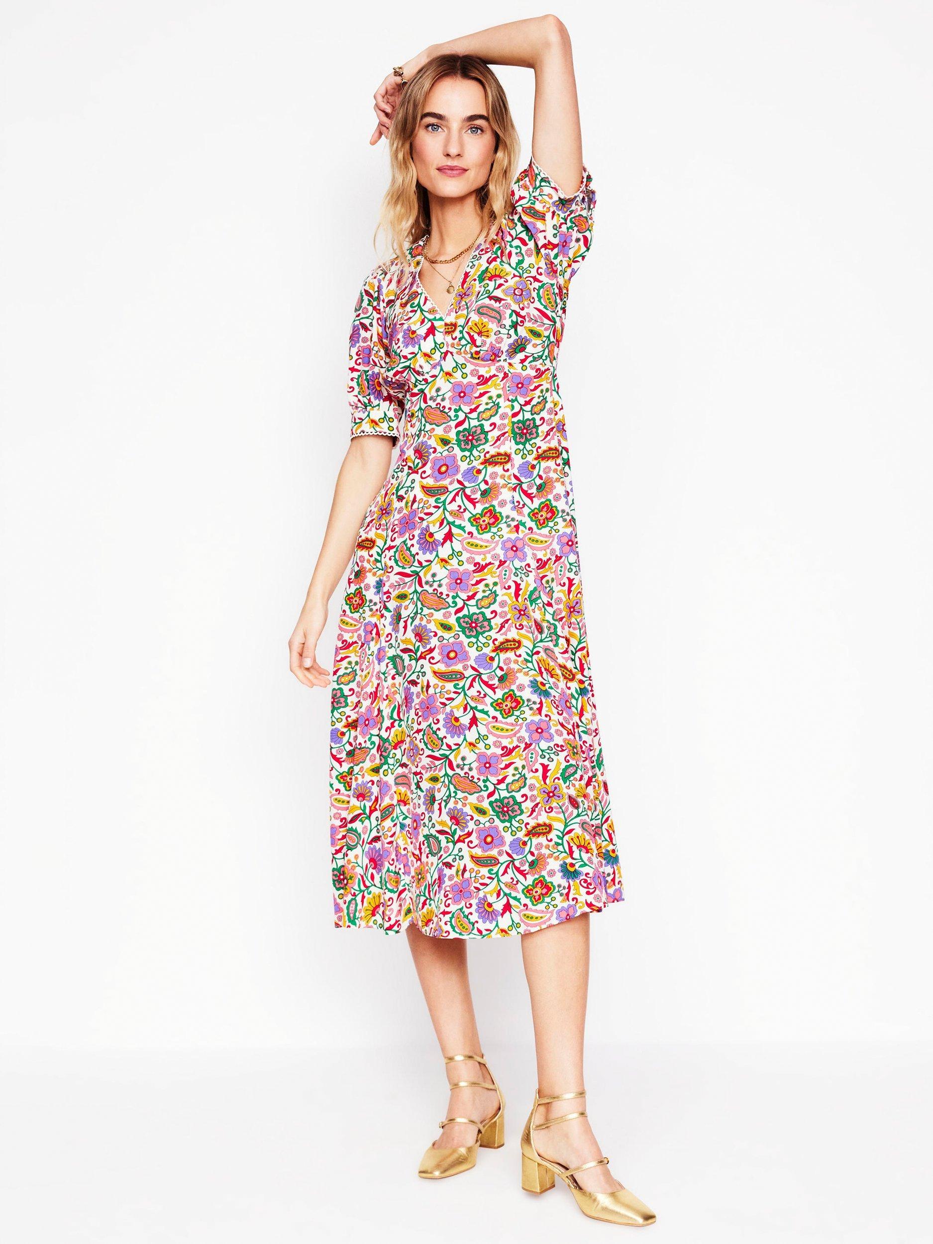Product image 5 of 8, which shows Boden Rosie Floral Godet Tea Dress, Multi, 8