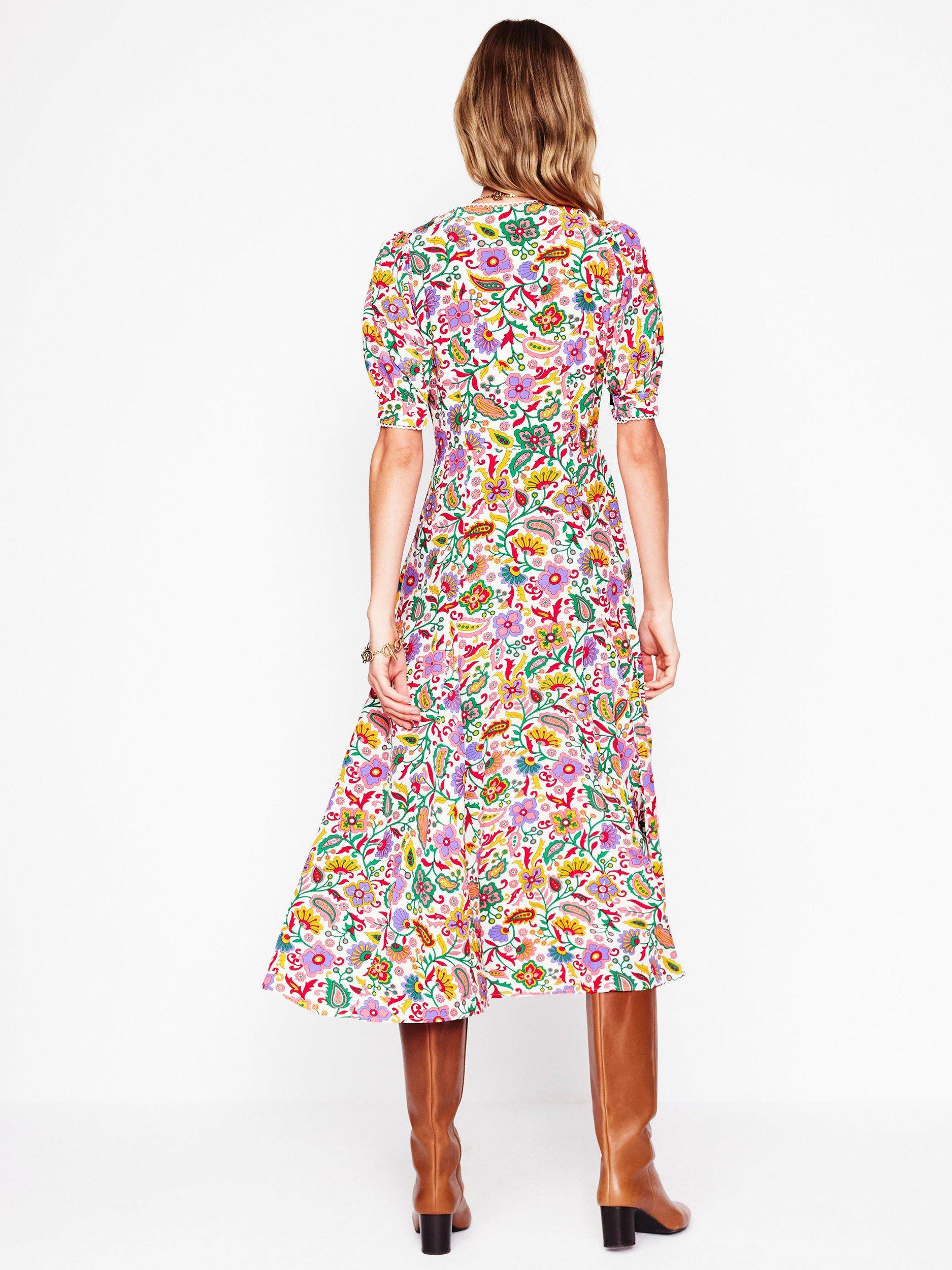 Product image 7 of 8, which shows Boden Rosie Floral Godet Tea Dress, Multi, 8