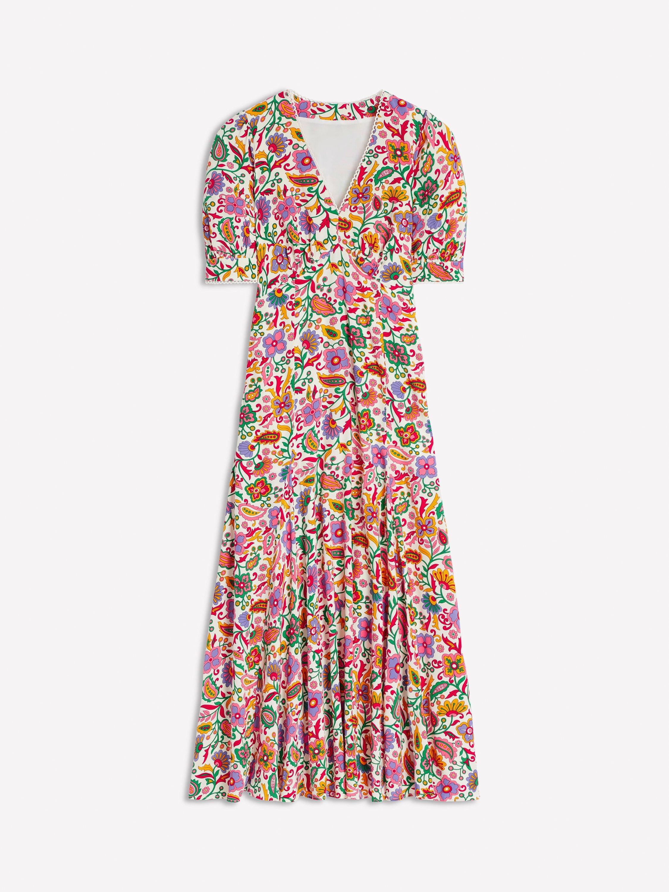 Product image 8 of 8, which shows Boden Rosie Floral Godet Tea Dress, Multi, 8