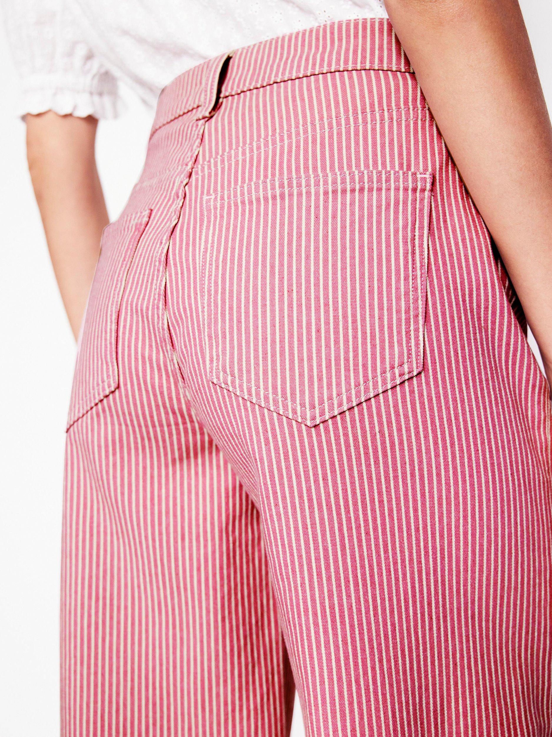 Product image 2 of 6, which shows Boden High Rise Stripe Wide Leg Jeans, Pink/Multi, 27R