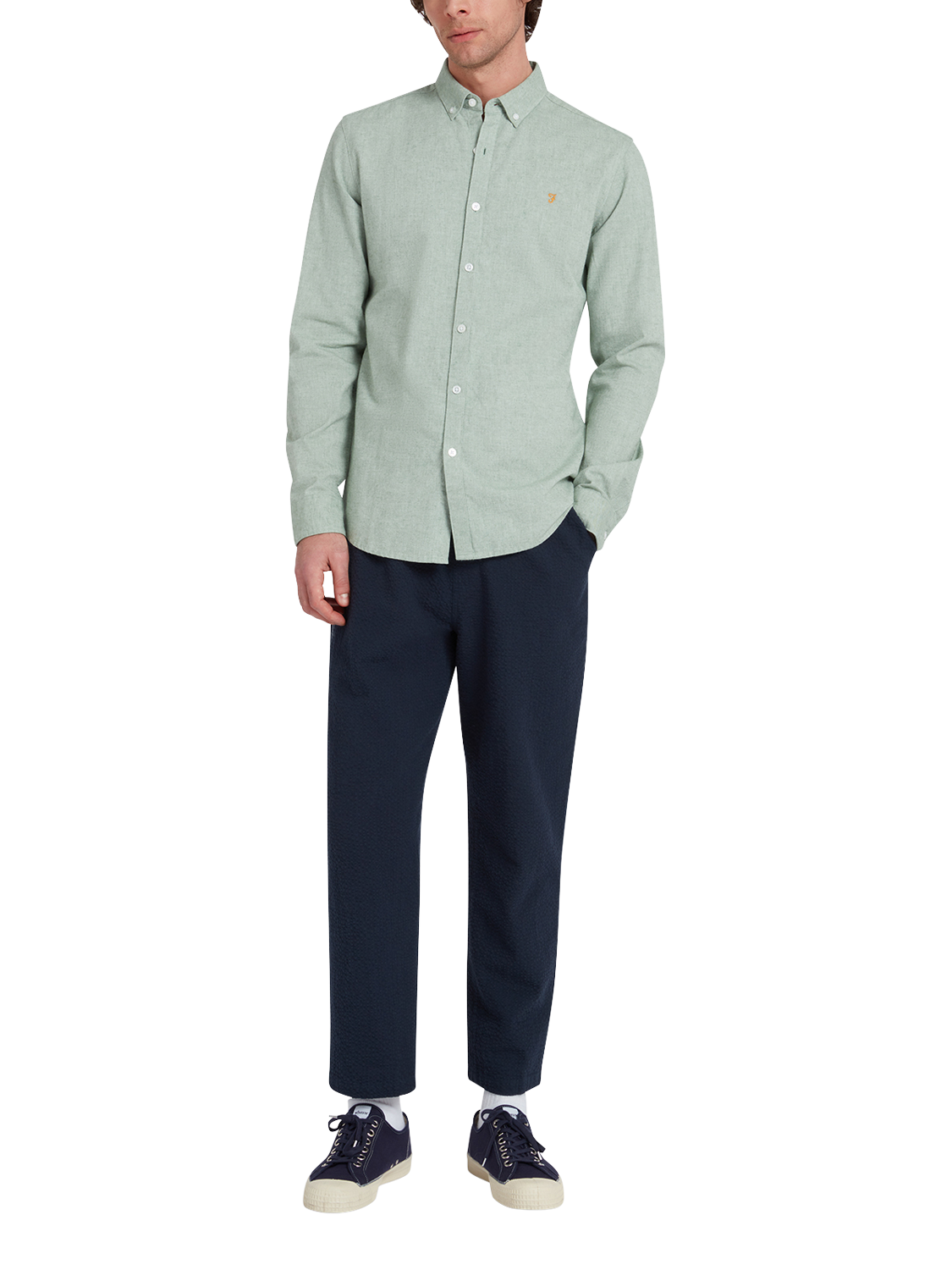 Product image 3 of 5, which shows Farah Steen Shirt, Green Meadow Marl, S