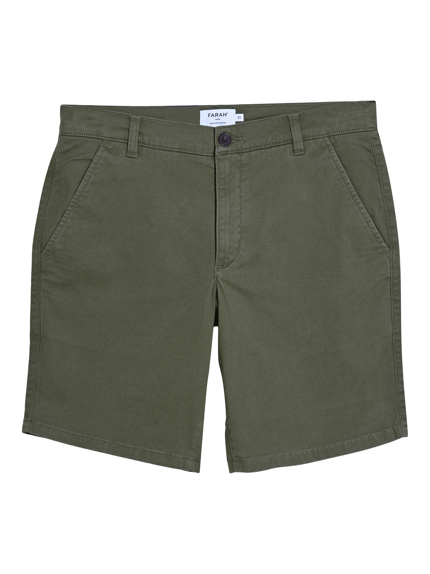 Product image 5 of 5, which shows Farah Hawk Twill Shorts, Olive Green, 30