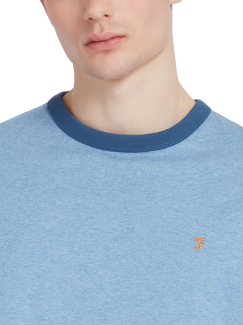 Product image 4 of 5, which shows Farah Groves Ringer T-Shirt, Powder Blue Marl, S