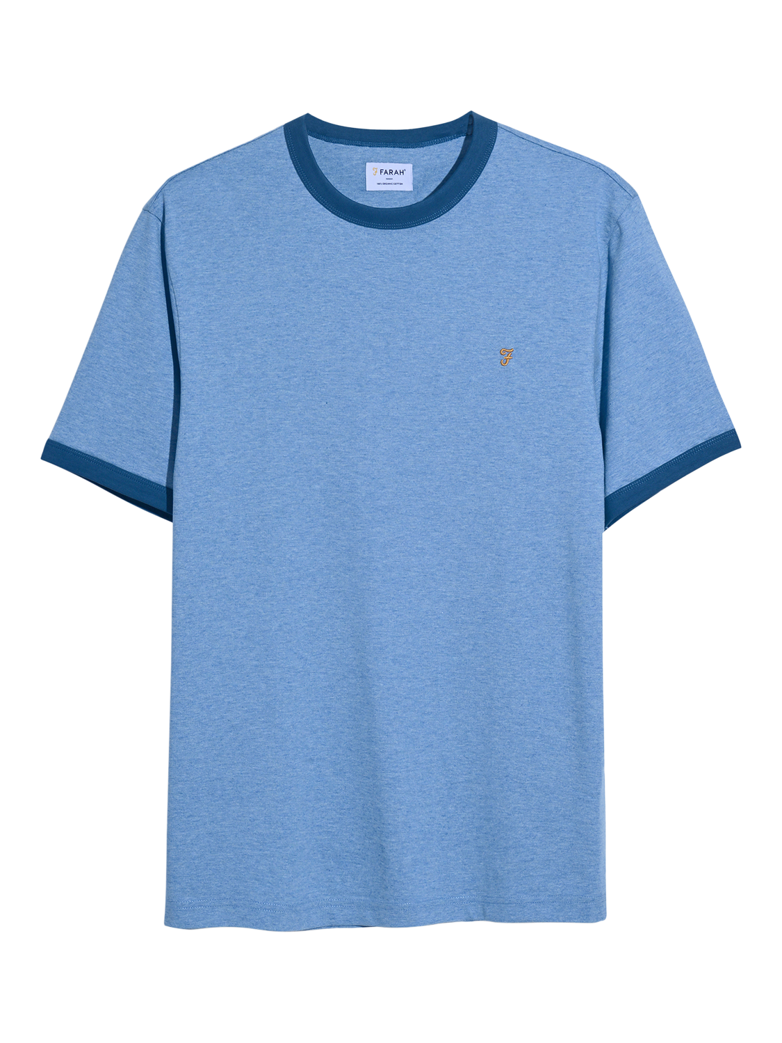 Product image 5 of 5, which shows Farah Groves Ringer T-Shirt, Powder Blue Marl, S