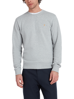 Farah Tim Organic Cotton Crew Neck Sweatshirt, Light Grey Marl, Light Grey Marl
