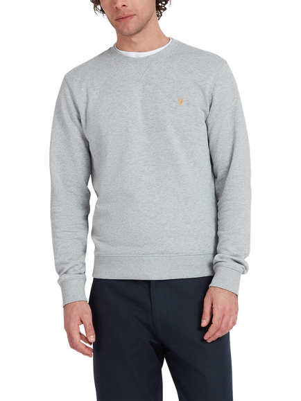 Farah Tim Organic Cotton Crew Neck Sweatshirt, Light Grey Marl, Light Grey Marl