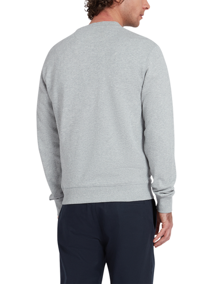 Farah Tim Organic Cotton Crew Neck Sweatshirt, Light Grey Marl - view 2, Light Grey Marl