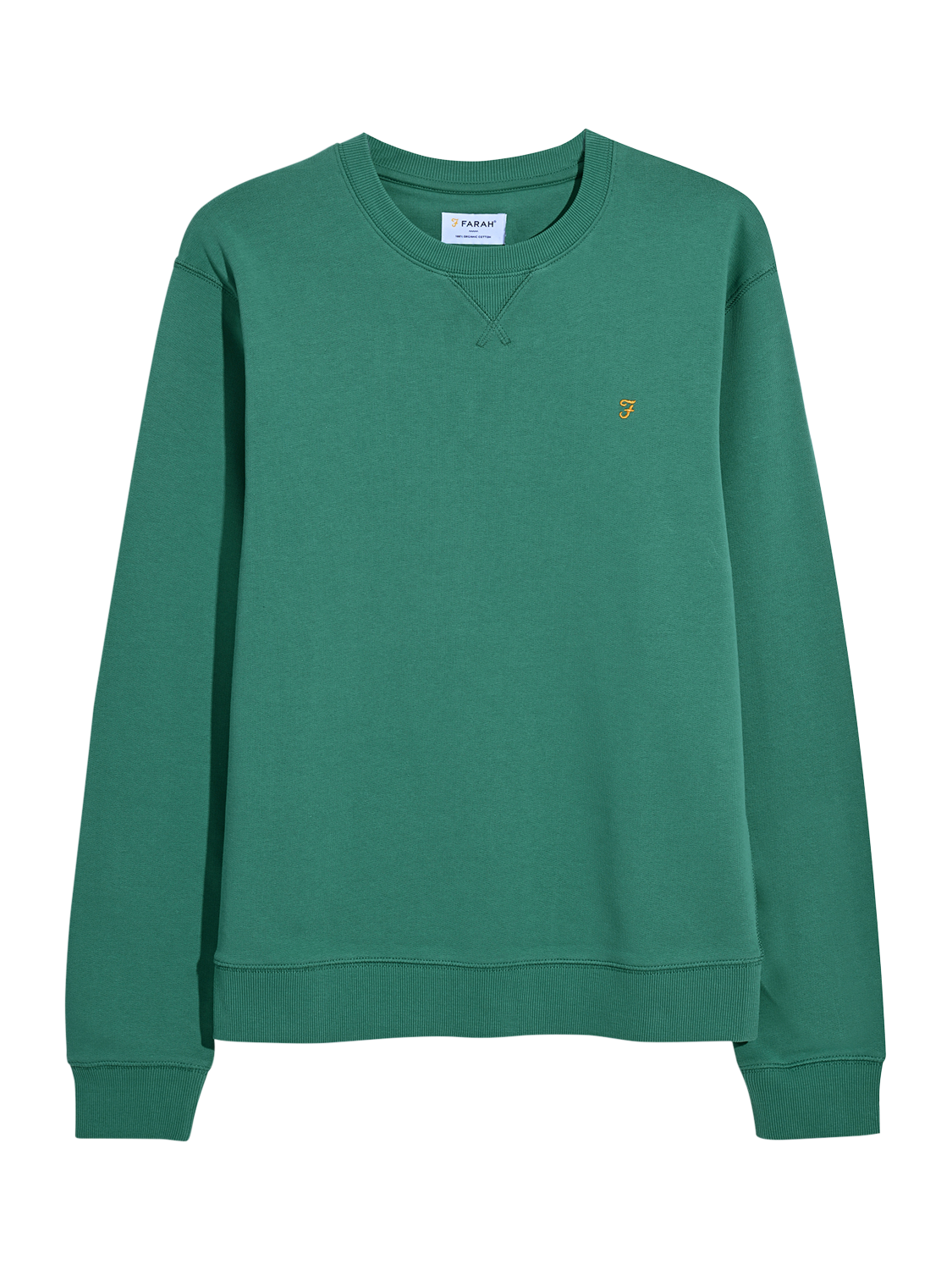 Product image 5 of 5, which shows Farah Tim Organic Cotton Crew Neck Sweatshirt, Green Meadow, S