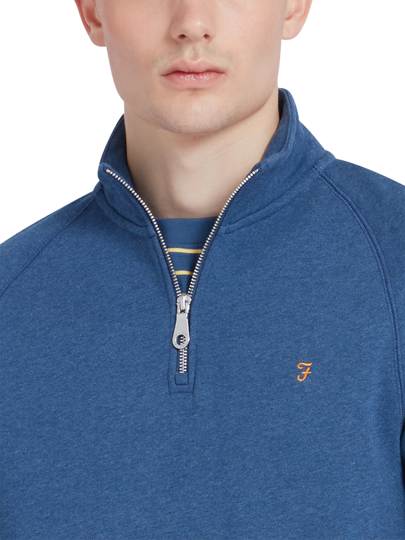 Product image 4 of 5, which shows Farah Jim Organic Cotton Quarter Zip Sweatshirt, Cold Metal Marl, S
