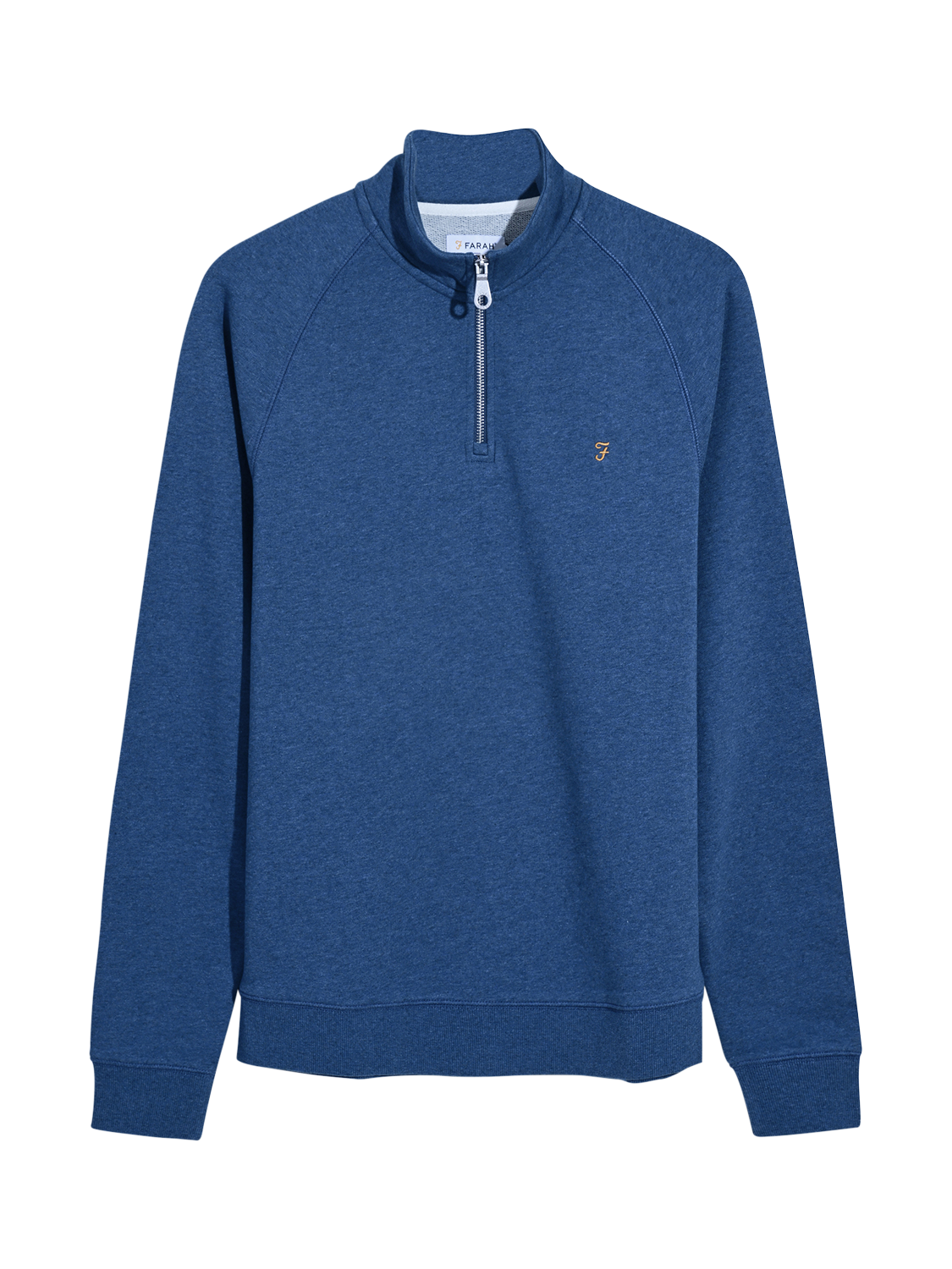 Product image 5 of 5, which shows Farah Jim Organic Cotton Quarter Zip Sweatshirt, Cold Metal Marl, S