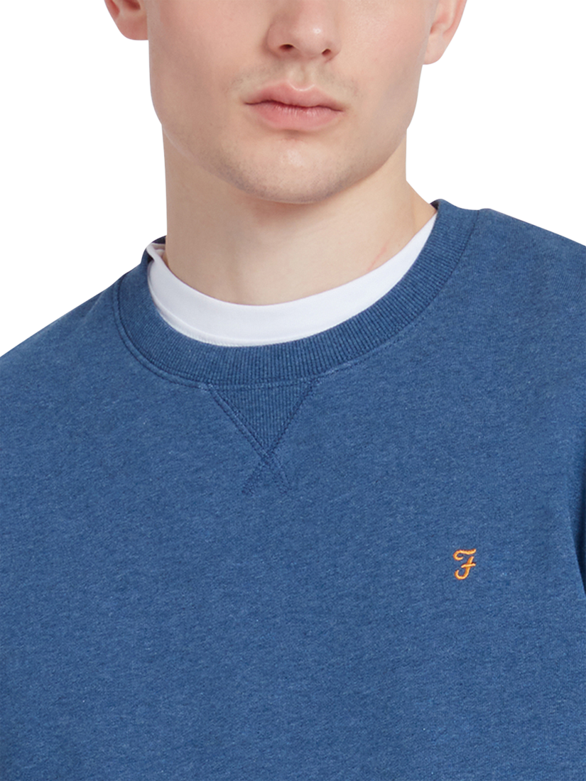 Product image 4 of 5, which shows Farah Tim Organic Cotton Crew Neck Sweatshirt, Cold Metal Marl, S