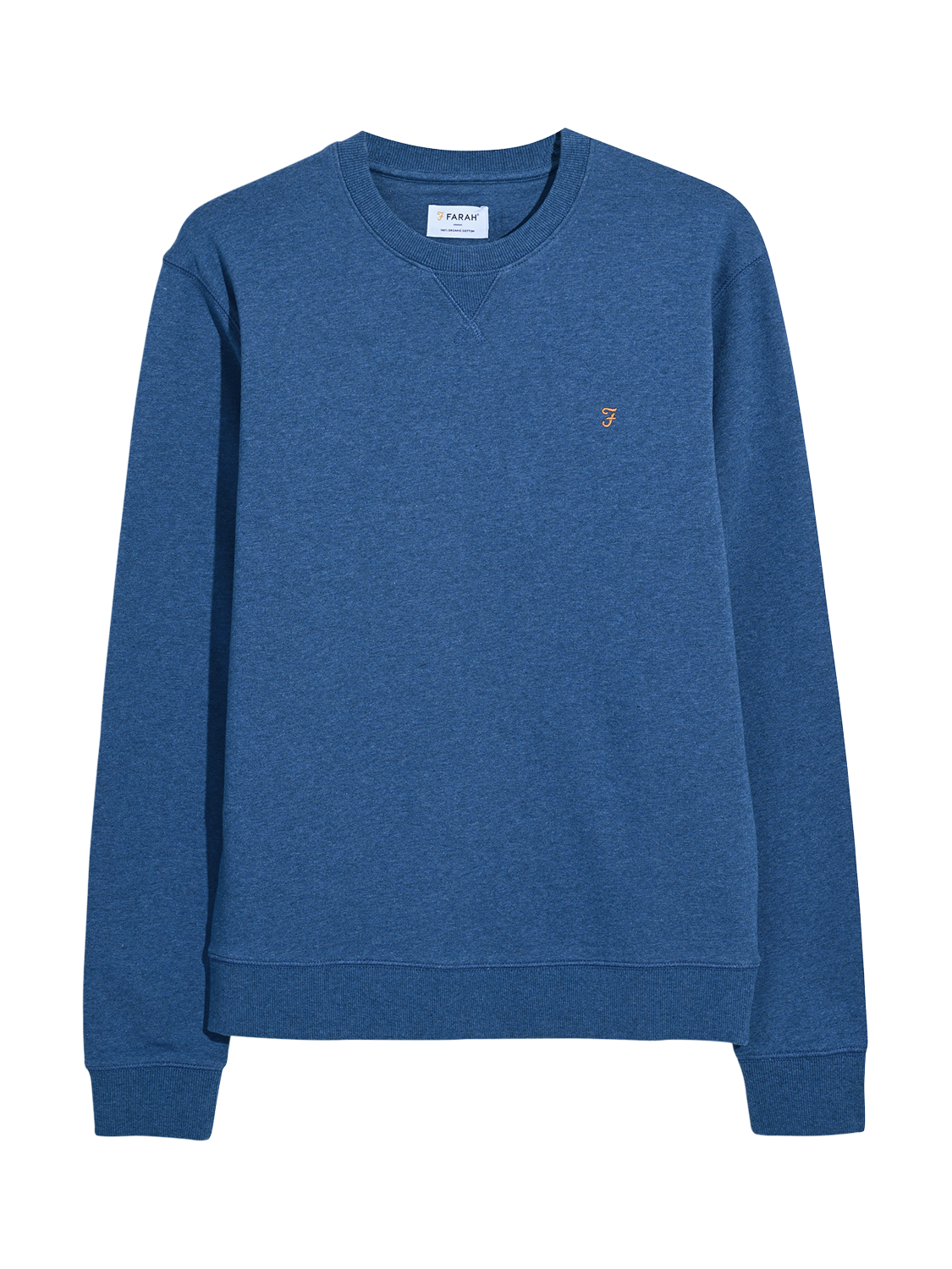 Product image 5 of 5, which shows Farah Tim Organic Cotton Crew Neck Sweatshirt, Cold Metal Marl, S