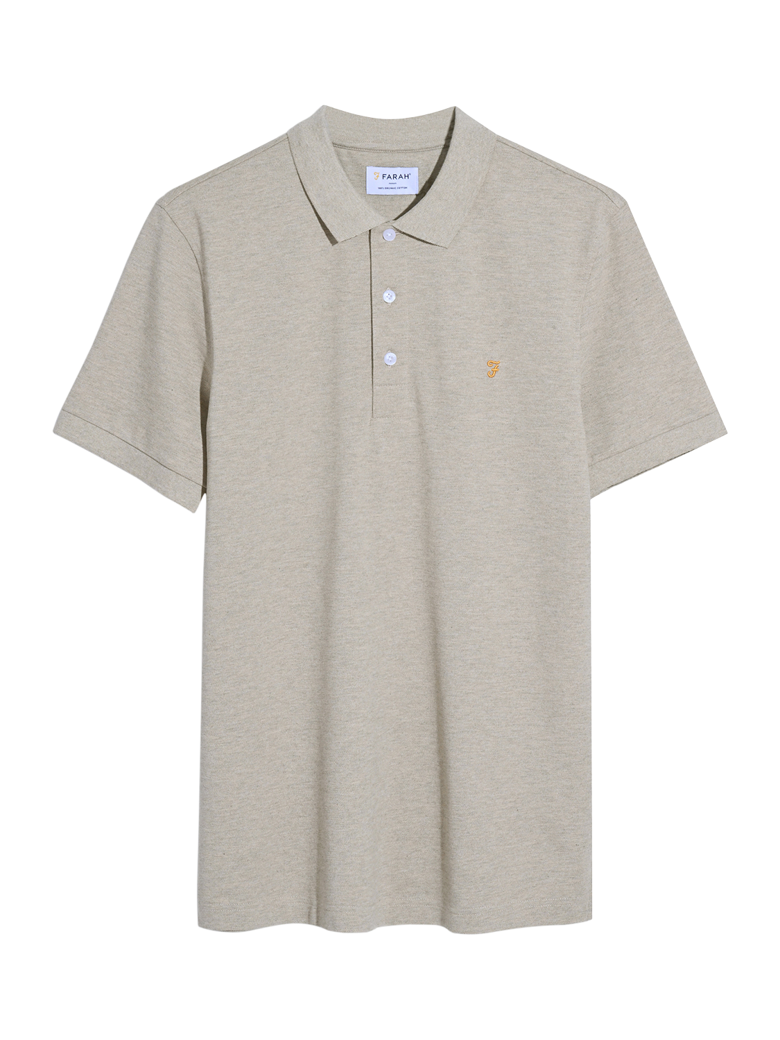 Product image 5 of 5, which shows Farah Blanes Organic Cotton Polo Shirt, Hazelnut Marl, S