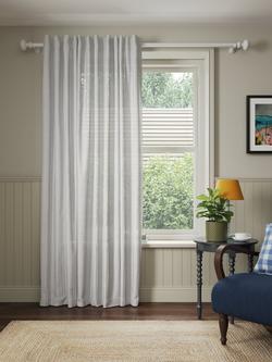 John Lewis Ladder Stitch Hidden Tab Voile Panel - view 2, White