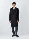 John Lewis Double Breasted Check Wool Blend Overcoat