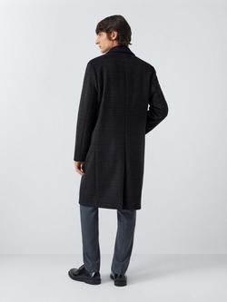 John Lewis Double Breasted Check Wool Blend Overcoat - view 2, Charcoal