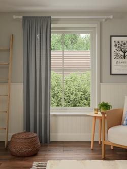 John Lewis Linen Polyester Blend Slot Top Voile Panel - view 2, Grey