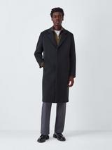 John Lewis Longline Wool Blend Epsom Coat, Charcoal