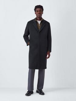 John Lewis Longline Wool Blend Epsom Coat, Charcoal, Charcoal