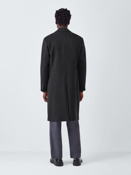 John Lewis Longline Wool Blend Epsom Coat, Charcoal - view 2, Charcoal
