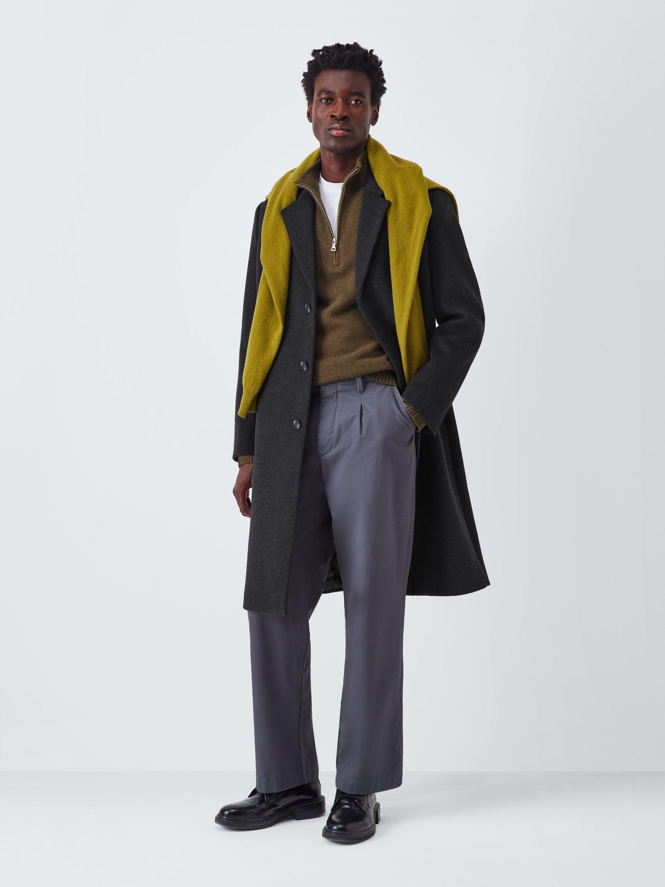 Product image 3 of 7, which shows John Lewis Longline Wool Blend Epsom Coat, Charcoal, S