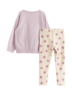 Lindex Kids' Cotton Blend Sweatshirt & Leggings Set, Light Lilac - view 2, Light Lilac